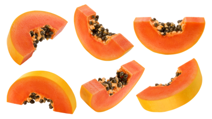 papaya isolated on white background, full depth of field