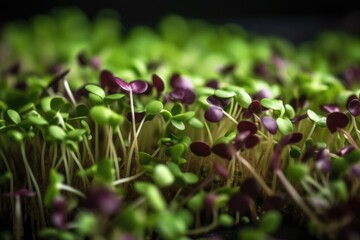 Obraz na płótnie Canvas organic raw food, seedlings in a pot,Fresh microgreens, ai generative