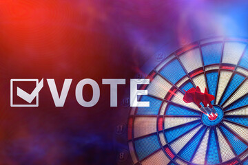 Round dartboard symbol of voting and elections success, the concept of focus on the goal