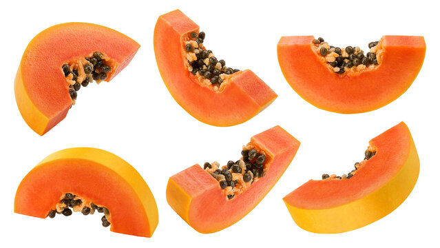 papaya isolated on white background, full depth of field