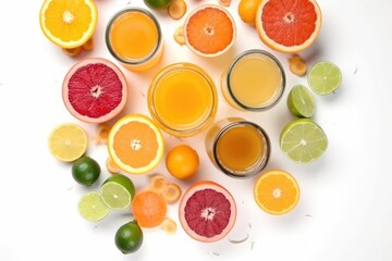 Fresh fruit juice with fruits , ai generative top view , ai generative