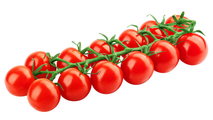 tomato cherry on branch isolated on white background, full depth of field