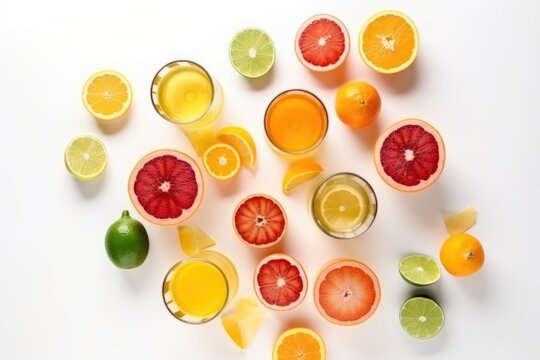 Fresh fruit juice with fruits , ai generative top view , ai generative