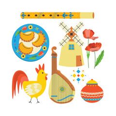 A set of elements Ukrainian symbols.