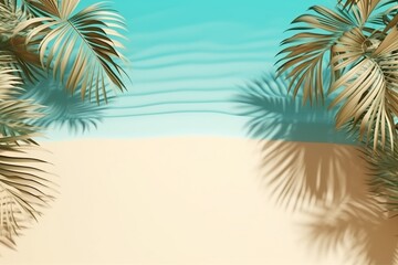 Obraz na płótnie Canvas Realistic Summer Background Vibrant Tropical Theme with Ocean View and Palm Trees, Created with Generative AI