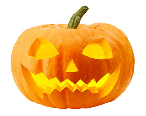 Halloween pumpkin isolated on white background, full depth of field