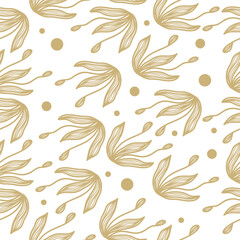 Seamless Cream Floral Pattern on White Background. Floral Motif for Fashion, Wallpaper, Wrapping Paper, Background, Fabric, Textile, Apparel, and Card Design
