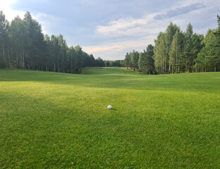 Obraz premium Golf balls on the green grass on golf course