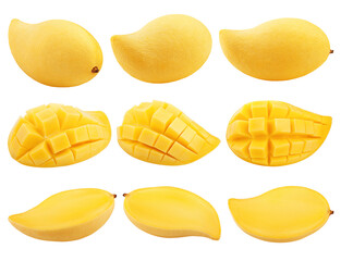 yellow Mango isolated on white background, full depth of field