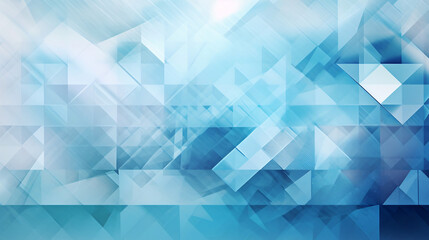 Modern abstract blue background design with layers of textured white transparent material in triangle diamond and squares shapes in random geometric pattern. Generative ai - obrazy, fototapety, plakaty