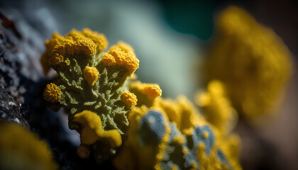 close up of a yellow coral reef in the sea