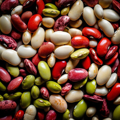 Generative AI - Top up background formed with different sorts of beans