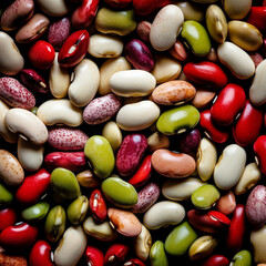 Generative AI - Top up background formed with different sorts of beans