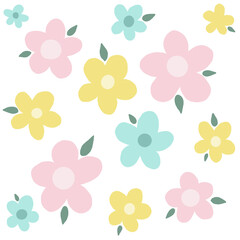 little flower pattern (character with hand free drawing) over white background