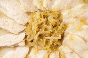 Sauerkraut and white meat, a local specialty dish in Northeast China