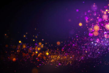 Fototapeta na wymiar Abstract bokeh background with purple and gold colorful defocused lights. Ai generative.