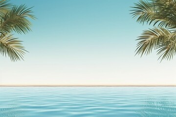 Fototapeta na wymiar Realistic Summer Background Vibrant Tropical Theme with Ocean View and Palm Trees, Created with Generative AI