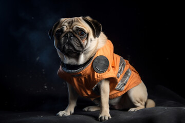 cute dog in astronaut uniform
