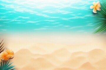 Fototapeta na wymiar Realistic Summer Background Vibrant Tropical Theme with Ocean View and Palm Trees, Created with Generative AI