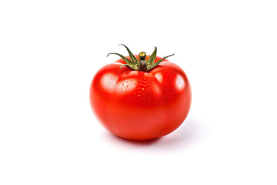 Fresh whole red tomato isolated on white background. Created with Generative AI Technology