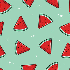 watermelon slices seamless pattern with doodles for prints, wallpaper, scrapbooking, textile, stationary, nursery textile, etc. EPS 10