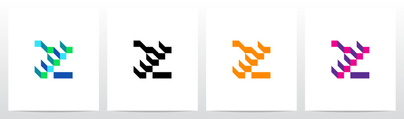 Stairs Block Geometric Abstract Letter Logo Design Z