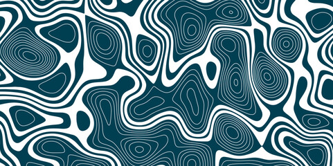 Dark blue papercut seamless pattern with waves. Vector design. Trendy concept design