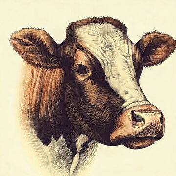 portrait of a cow pencil drawing isolated on white background Generative AI