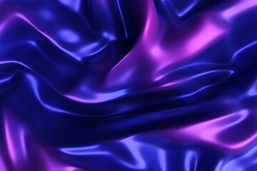 Obraz premium Shiny silk fabric. Wave form. Violet blue abstract background.3d rendering