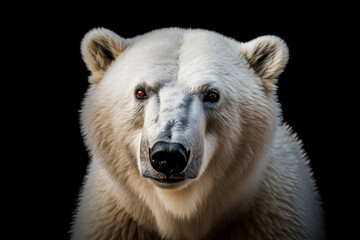 Fototapeta premium portrait of a polar bear on black background
