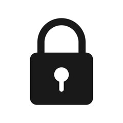 Lock Keyhole Flat Silhouette Icon Vector Illustration