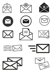 Email and envelope icon sets. 