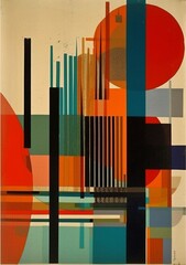 illustration retro eye design poster red abstract art circle vintage. Generative AI.