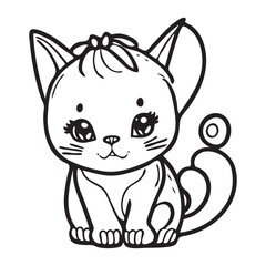 Fototapeta na wymiar Cute little cat. Black and white vector illustration for coloring book 