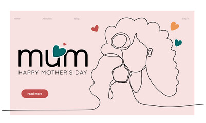 Happy mothers day illustration with woman holding a Flowers. Thank you card with blooming flowers. Use for Boarding Pass, birthday card, invitations, Birthday card Vector illustration