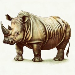 Obraz premium rhinoceros pencil drawing isolated on white background Generative AI