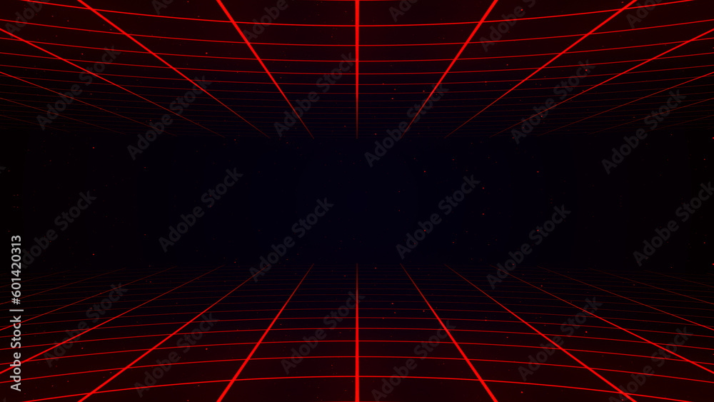 Poster abstract retro synthwave grid loop animation background 3d render. looping grid motion design with p