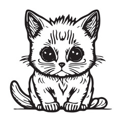 Fototapeta na wymiar Cute little cat. Black and white vector illustration for coloring book 