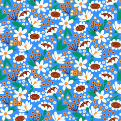 White garden flowers on blue background - 601420901