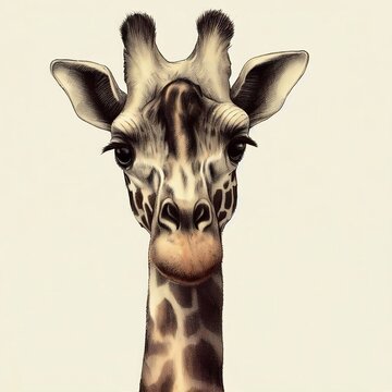 giraffe head close up portrait pencil drawing Generative AI