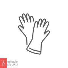 Latex hand gloves icon. Simple outline style. Medical, cleaning, rubber, surgeon, safety concept. Thin line symbol. Vector symbol illustration isolated on white background. Editable stroke EPS 10.