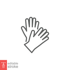 Latex hand gloves icon. Simple outline style. Medical, cleaning, rubber, surgeon, safety concept. Thin line symbol. Vector symbol illustration isolated on white background. Editable stroke EPS 10.