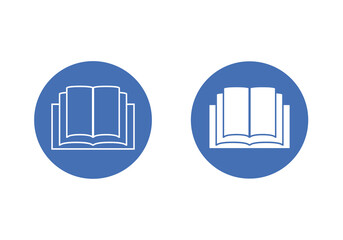 Read direction for use icon. Refer to instruction manual booklet mandatory sign, General mandatory action sign