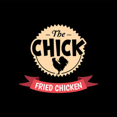 Fototapeta na wymiar Fried Chicken Restaurant Vintage Retro Logo Design