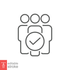 Eligible icon. Simple outline style. Able, adept, adequate, capable, people, check, group concept. Thin line symbol. Vector symbol illustration isolated on white background. Editable stroke EPS 10.