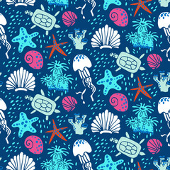 Vector nautical pattern with shells - 601422171