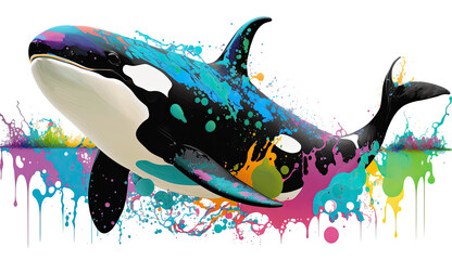 Orca Pod Killer Whale Marine Animal Wildlife Transparent Background Generative AI Illustration 