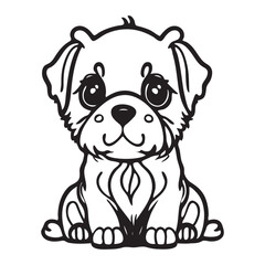 Naklejka na ściany i meble Cute Dog. Black and white vector illustration for coloring book
