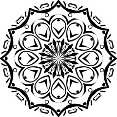 black and white spiritual symbol mandala floral flower design round circle tattoo swirl art decoration vintage black lace damask element texture vector illustration