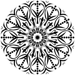 black and white spiritual symbol mandala floral flower design round circle tattoo swirl art decoration vintage black lace damask element texture vector illustration